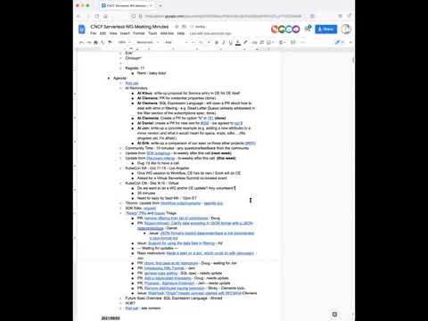 CNCF Serverless Working Group 2021 08 12