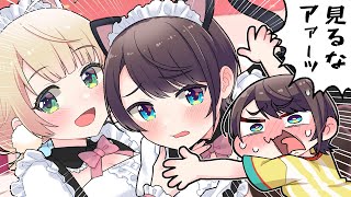 【手描き】猫コンカフェで恥ずかしがるスバルを愛でるしぐれうい【こまいぬ/切り抜き/Hololive】