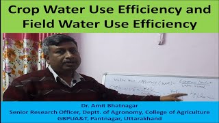Crop Water Use Efficiency and Field Water Use Efficiency