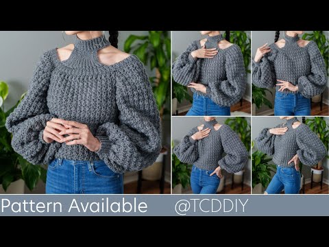 , title : 'How to Crochet: Balloon Sleeve Sweater | Pattern & Tutorial DIY'