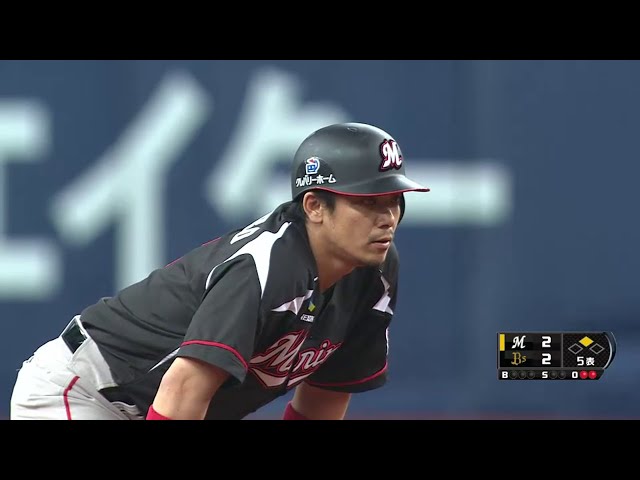 5回表 マリーンズ・サブローがタイムリー2塁打で再び同点に追いつく!!  2014/5/7 Bs-M