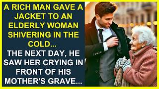 A RICH MAN GAVE A JACKET TO AN ELDERLY WOMAN IN THE COLD... NEXT DAY, HE SAW HER CRYING IN FRONT OF
