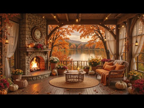 Cozy Autumn Day with Fireplace Sounds 🍁 Relaxing Piano Music for Study and Relax