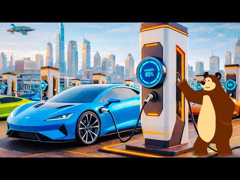 Future City Energy! 🐻⚡ Bear Builds Electric Supercar Charging Station | Bear's Big Garage
