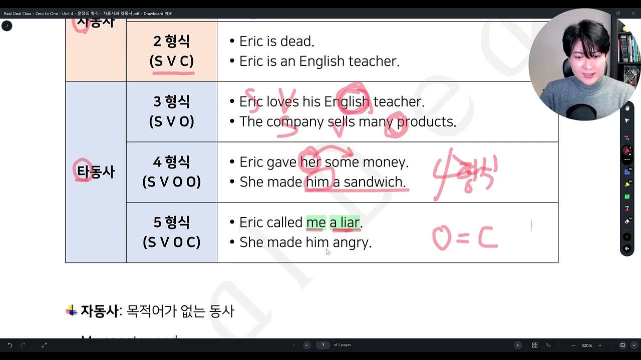 Real Deal Class   Zero to One   Unit 04   문장의 형식   자동사와 타동사