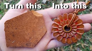 Turn a broken piece of pottery into a beautiful flower necklace