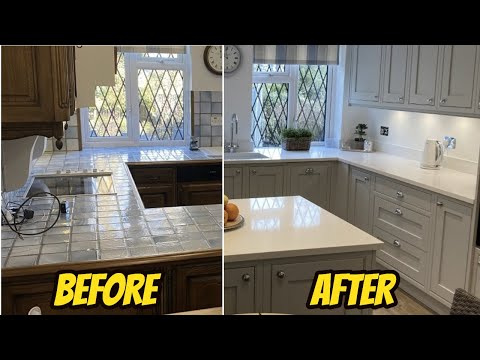 Before & After Kitchen Home Renovation - DIY Kitchens Dove Grey, Quartz Worktop, Amtico Flooring