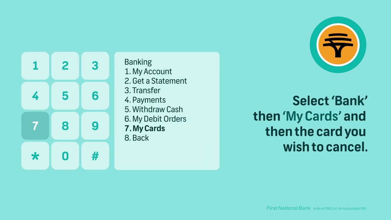 Cancel a card with FNB Cellphone Banking