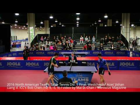 2016 NA Teams Table Tennis Div 1 Final: Westchester Aces' Jishan Liang d. ICC's Bob Chen (10,9,-5,9)