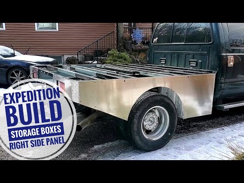 E9 | Custom Expedition Overland Flatbed Camper Build | Aluminum Storage Boxes | Right Side Bed Panel