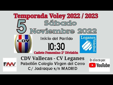 Partido Cadete Voley CDV Vallecas VS CV Leganes - 05 Oct 2022