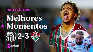 NEYMAR PERDE GOL, JOHN KENNEDY DECIDE E TRICOLOR VIRA NA VILA BELMIRO I SANTOS 2X3 FLUMINENSE