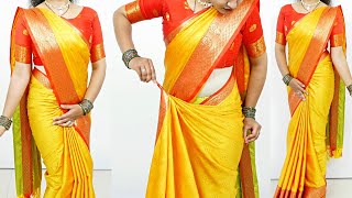 Silk saree draping for beginners  easy saree drapi