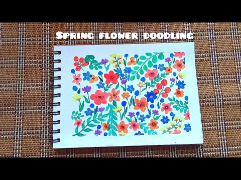 Spring painting ideas / doodling spring flowers .