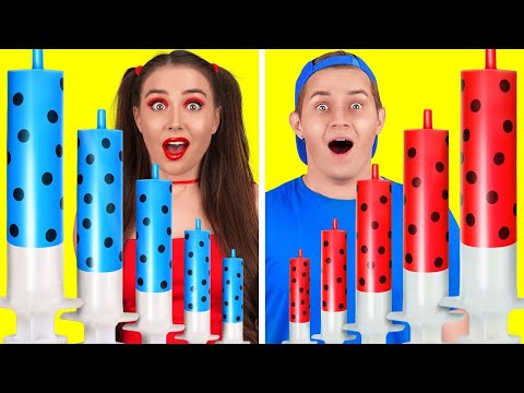 RED VS BLUE FOOD CHALLENGE || Eat 1 Color Food For 24 Hours! Mukbang on 123 GO! FOOD