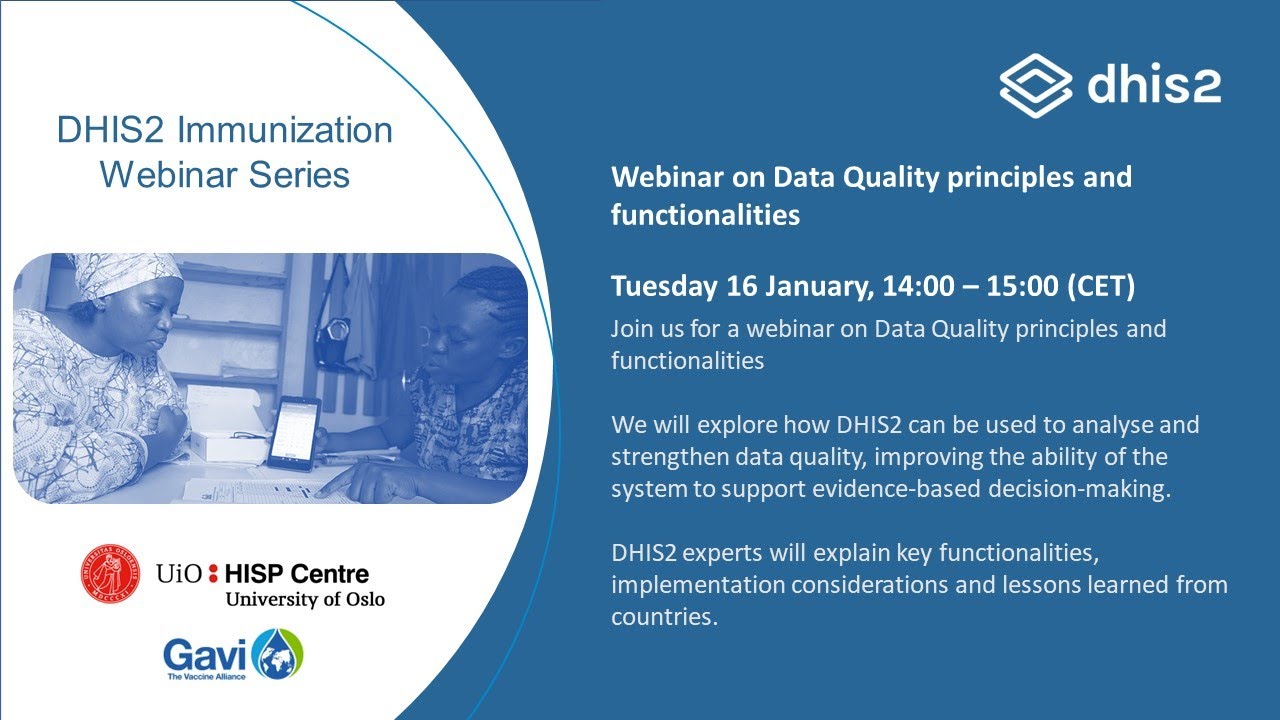 Webinar on Data Quality principles and functionalities