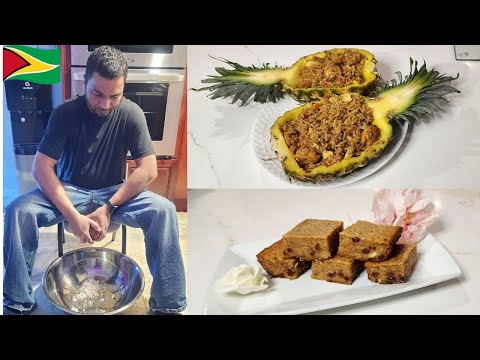 🇬🇾Fresh Guyanese Homemade Cassava Pone | Pineapple Shrimp and Eggs Fried Rice #Simple Recipe🇬🇾