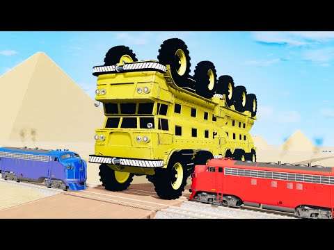 Railway Сrossing Train Сrashes #21 - Beamng drive