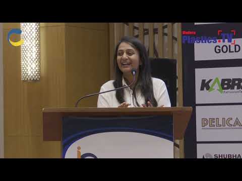 Mrs. Khushboo Doshi at IndiaPlast 2019 Rajkot Roadshow addressing the guest