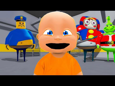 Baby ESCAPES EVERY Obby Barry's Prison, Pomni, The Grinch!