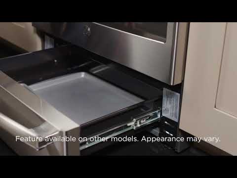 GE® 30" Slide-In Electric Convection Range (Black Stainless)