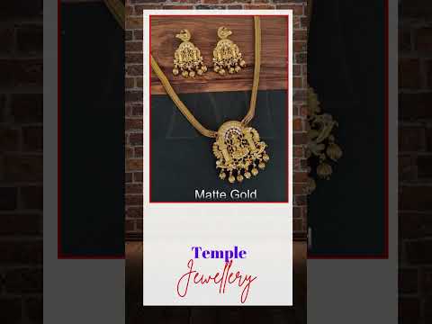 Temple Jewelry Matte Gold Polish Fancy Style Laxmi Design Pendant Beautiful Long Temple Pendant Set