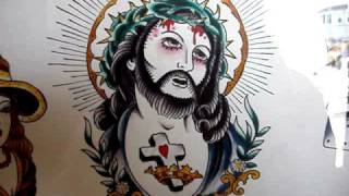 Jesus Christ tattoo flash inspired by 17th century painting by Guido Reni.