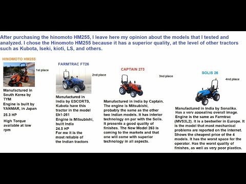 Hinomoto HM255   Farmatrac FT26   Captain 273   Solis 26