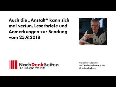 Auch die „Anstalt“ kann sich mal vertun. Leserbriefe und Anmerkungen zur Sendung vom 25.9.2018