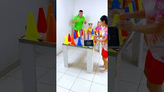 Who will collect the cones challenge? #shorts Eva Alisa Family Shorts 