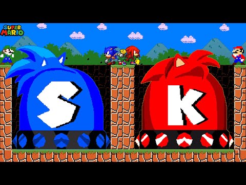 Can Team Mario Collect Ultimate SONIC - KNUCKLES Switch in New Super Mario Bros.Wii | Game Animation