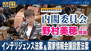 【国民民主党 野村美穂 質疑】26/4/22衆議院内閣委員会にて質問をさせていただきました