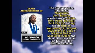 Williamson John Butcher ~ Short Obituary