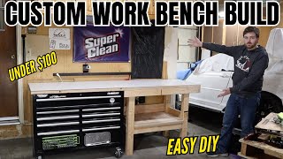 Custom hard wood 30x96" work bench build using Husky tool chest - Nothing beats building it yourself