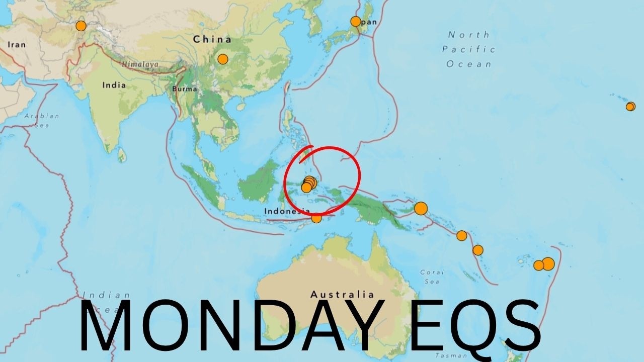 Uptick in Earthquakes Molucca Sea Region. Yellowstone activity. Monday update