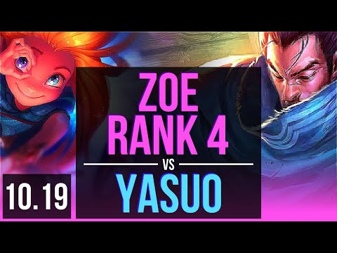 ZOE vs YASUO (MID) | Rank 4, Rank 2 Zoe, 1300+ games, 1.1M mastery points | KR Challenger | v10.19