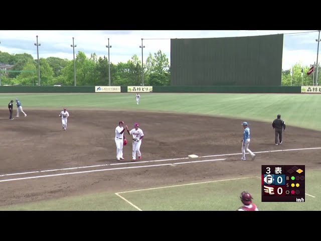 【ファーム】強烈な打球を華麗に捌く!! イーグルス・青野拓海 ダブルプレーで投手を助ける!! 2025年5月11日 東北楽天ゴールデンイーグルス 対 北海道日本ハムファイターズ