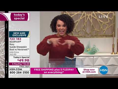 BEARPAW Rosy Suede Sheepskin Button Boot with NeverWet