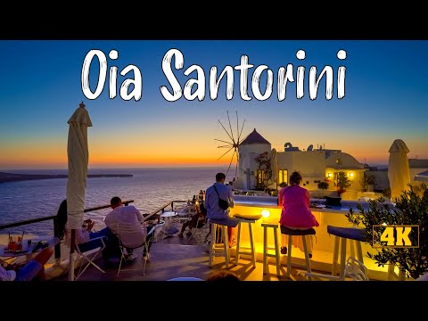 Oia Santorini, walking tour 4K, NIGHTLIFE, Greece travel guide 2025