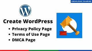How to Create Privacy Policy Page Terms of Use Page DMCA Page With WordPress | Free
