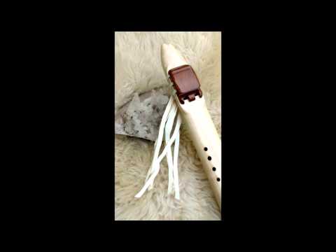 Native American Inspired 7 Hole F# Drone Flute of Aspen and Cherry wood totem