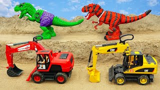 Excavators, cranes, police cars, construction vehicles and mischievous dinosaurs - Bé Cá