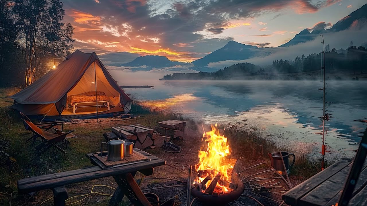 Lakeside Escape - Perfect Relaxation and Sleep with Gentle Night Sounds and a Cozy Campfire