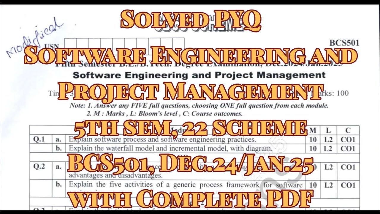Software engineering and project management solved pyq, dec.24/jan.25, CSE, BCS501, with pdf