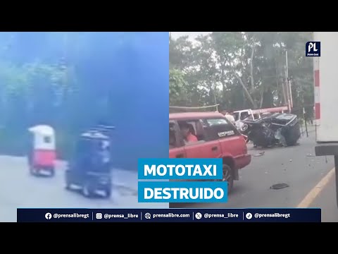 Mototaxi choca con pick-up en El Zarco, Retalhuleu; joven de 21 años resulta gravemente herido