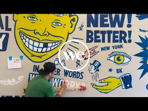 Morning Breath Mural in the Making at WeWork Dumbo Heights | WeWork