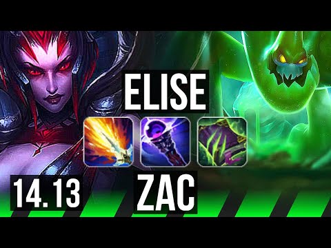 ELISE vs ZAC (JGL) | Godlike, 600+ games, 10/4/13, 32k DMG | EUW Challenger | 14.13