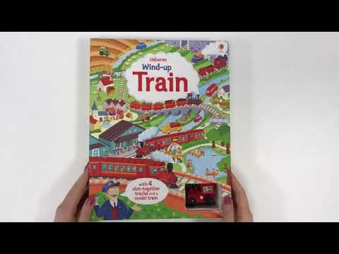 Wind-up train book with slot-together tracks