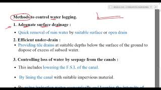WATER LOGGING-EFFECTS, CAUSES AND CONTROL (IRRIGATION ENGINEERING PART 19 )