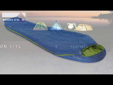 High Peak Hyperion 1M miegmaišis 210x80x50 cm melsvai pilkas / bordo (23363) video
